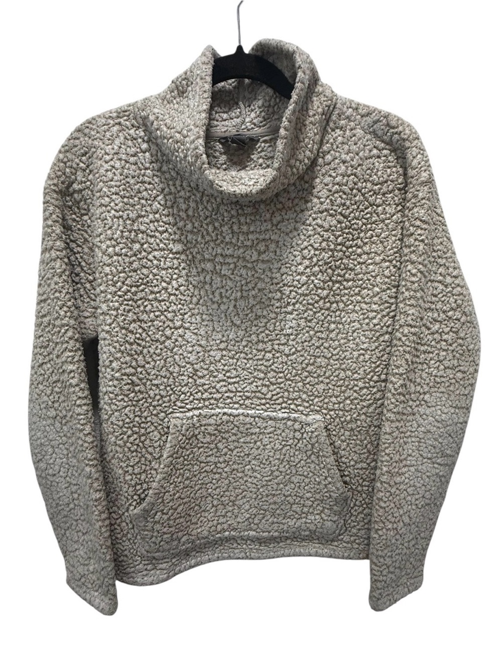 Eddie Bauer team/Tan Fleece Cowl Neck High Pile Popcorn Sherpa Pockets Sz(M)